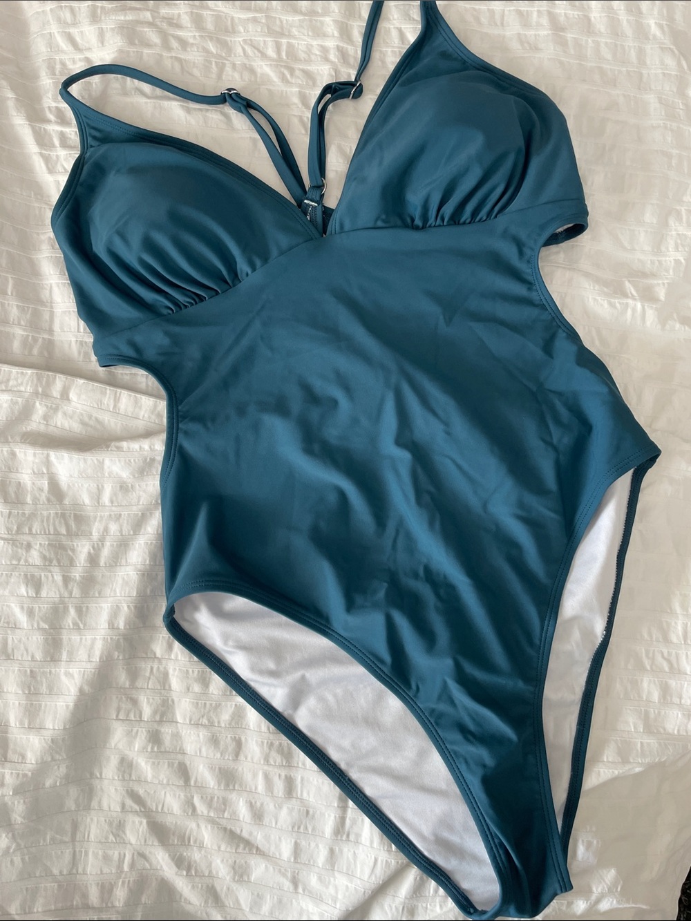 Cupshe Teal One-Piece Swimsuit with Adjustable Straps L NWT